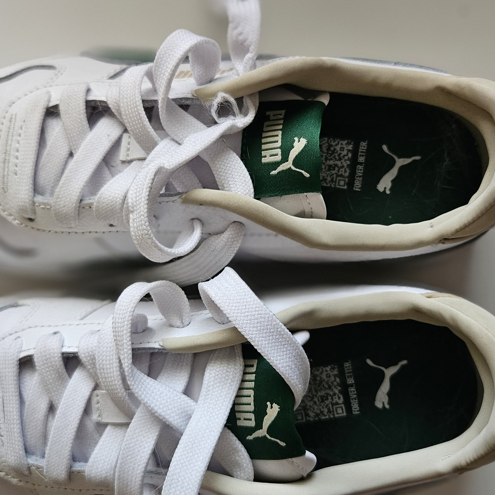 Puma White and Green Carina Sneakers - Picture 5 of 10